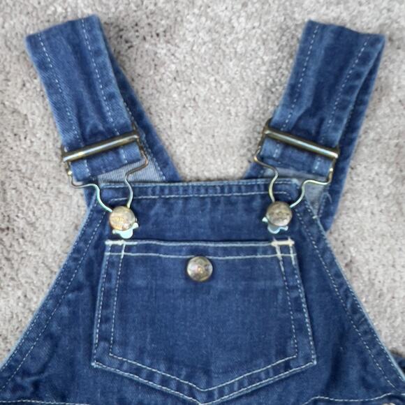 Dark Wash Denim Short Overalls Bibs Size 18 Months Joyeux Gamins Happy Kids - Picture 2 of 5